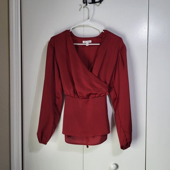 PROLOGUE Womens XS Baby Doll Wrap Blouse Red - Picture 2 of 10